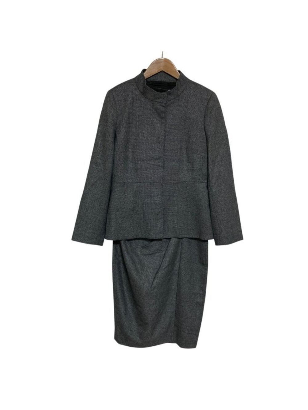 Max Mara Silk Blend Stand Collar Jacket Sleeveless Dress Ensemble 42 Gray 40